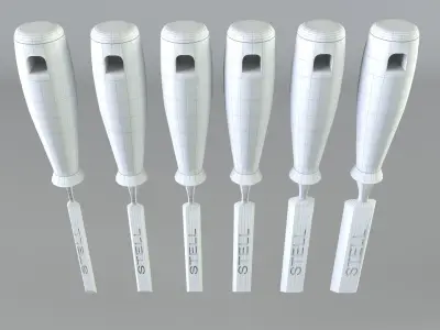 Chisel five wooden screwdrivers 3D model