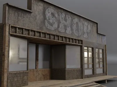 Western shop  Low-poly 3D model