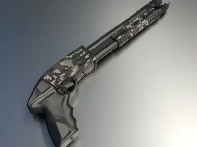 shotgun gun with camouflage pattern 3D model
