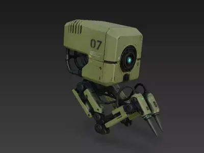 Sci-Fi Industrial Repair Drone - High-Poly PBR Robotic Worker 07 3D model
