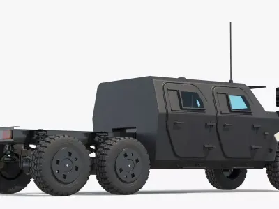Military Off Road Chassis Truck Black Simplified 3D model