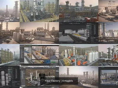 Four Factory 3D Model Pack