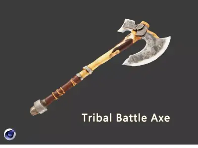 Tribal Battle Axe Free low-poly 3D model