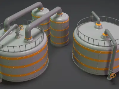 Industrial Tanks - 10 pieces 3D model