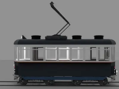 Lowpoly Old Tram 3D model