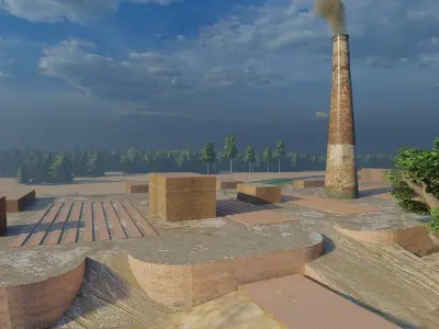 Brick Factory Low-poly 3D model