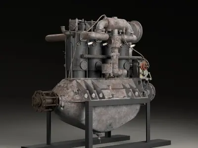 Hall-Scott A7 engine 3D model