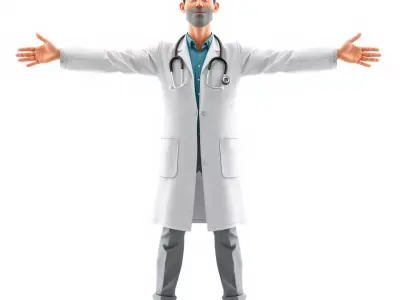 Animated Doctor Character model pack Low-poly 3D model