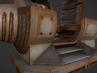 Futuristic Control Module Rusty Version Low-poly 3D model