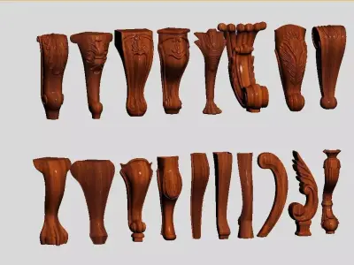 Solid wood furniture legs 3D model