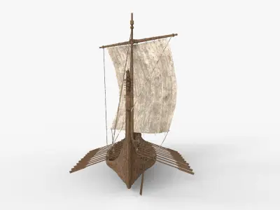 Viking Ship Unfolded  Low-poly 3D model
