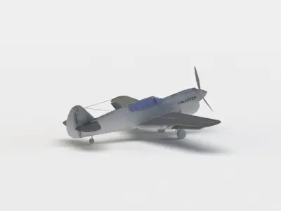 Gray plane Low-poly 3D model
