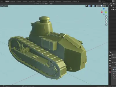 Renault FT 17 Tank Base Mesh Low-poly 3D model