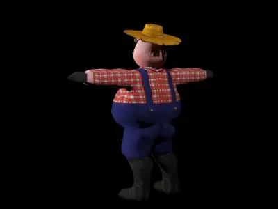 Cartoon Farmer Pig Low-poly 3D model