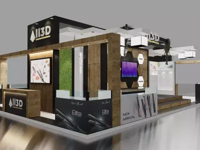 Exhibition Stand Stall Four Side Open 12X7 3D model