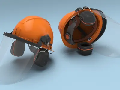 Industrial Safety Helmet with Face Shield Orange 