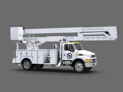 Big Truck With Crane Low-poly 3D model