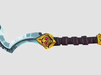 Steel Ritual Curved Dagger Iron Short Sword Leather Hilt Lowpoly Low-poly 3D model