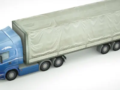 Semi-truck 702 Low-poly 3D model