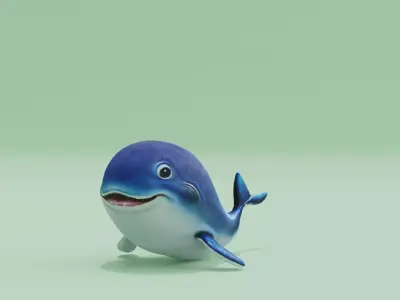 Baby Whale Cute Low-poly 3D model
