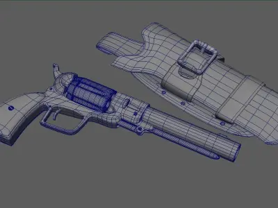 Wild West Pistol - Revolver with Holster 3D model