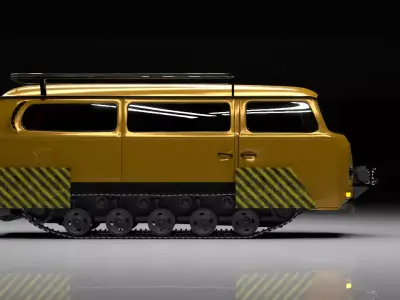 Camper Van Sci-Fi OffRoad Expedition Vehicle Rigged 3D model