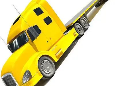 Yellow American Truck Flatbed 3D model
