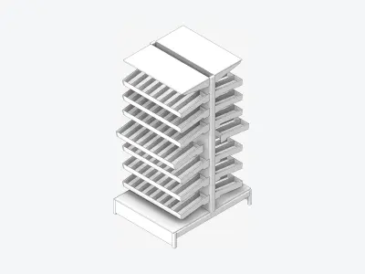 Shelving - Pharmacy - Integral - Double Sided Low-poly 3D model