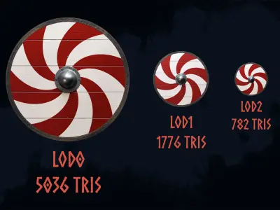 Viking shield 2 - Freshforged Low-poly 3D model