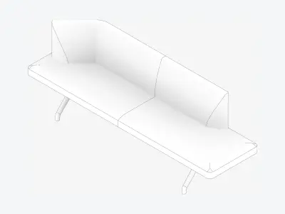 Seat - Bench - Worksmart - Backrest Bent Low-poly 3D model