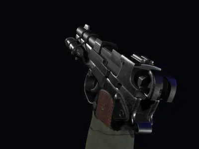 post apocalyptic 9mm pistol Low-poly 3D model