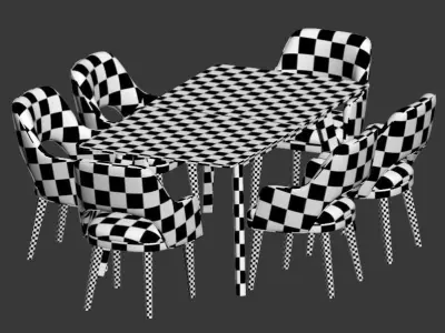 Dining Set table and chairs 3D model purchase