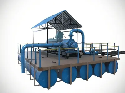 Mining Electric Dewatering Pump 50 hp Voltage 230 V 3D model