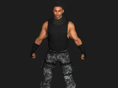 AAA 3D MALE ARMY CHARACTER 01 - HUMAN RIGGED GAME READY Low-poly 3D model