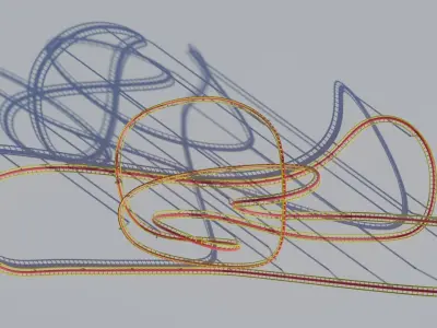 Rollercoaster train track in shape of cowboy hat Low-poly 3D model