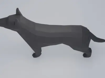 Polygonal dog Low-poly 3D model