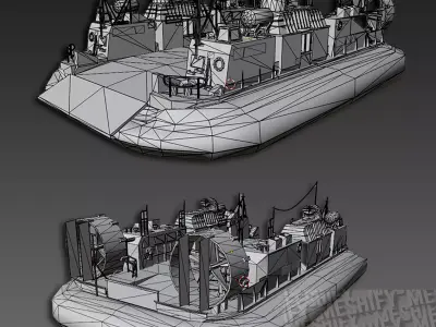 Military Hovercraft Landing Craft Low-poly 3D model
