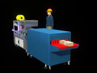 3D Industrials Shrink Wrapping Machine Low-poly 3D model