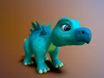 cartoon baby stegosaur Low-poly 3D model