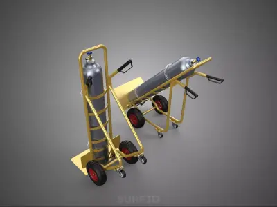 GAS BOTTLE CYLINDER TANK SET HAND TRUCK TROLLEY CART HANDTRUCK 4 3D model