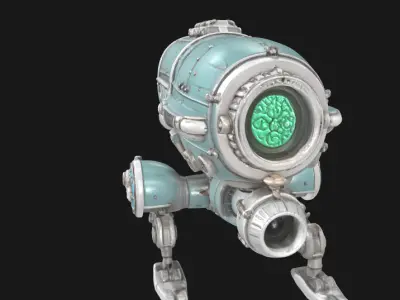Abstract Sci-Fi Machine Futuristic Cybernetic Mechanism Low-poly 3D model