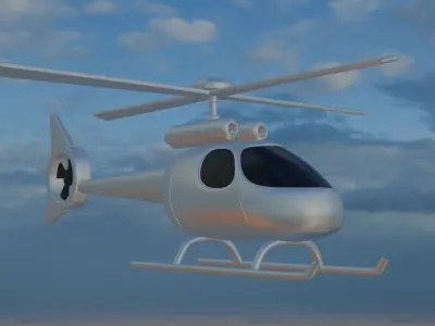 low poly helicopter funny for game and animation Low-poly 3D model