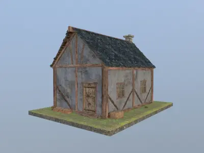  Fahverk medieval house Low-poly 3D model