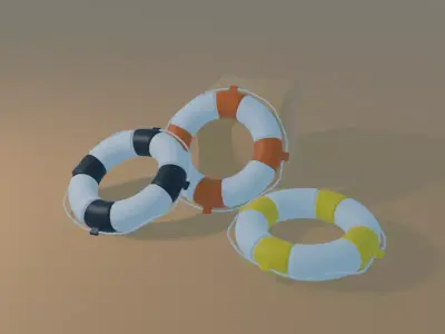 Lifebuoy 3D model set of life preservers Free 3D model