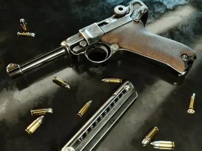 Luger P08 -Parabellum WWII pistol Low-poly 3D model