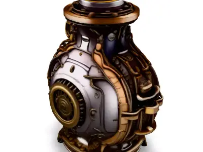 Steampunk Mechanical Vase Low-poly 3D model