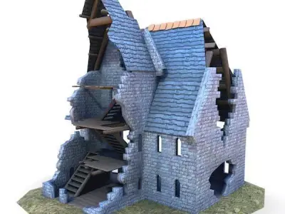 Medieval Building 48 Ruined Church Low-poly 3D model