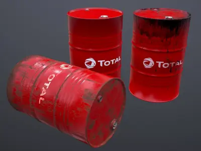 Oil Barrel - PBR - Low-poly 3D model