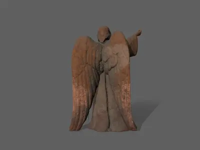 Angel statue of knight holding sword Low-poly 3D model