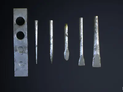 Blacksmithing Chisels and Tools Low-poly 3D model